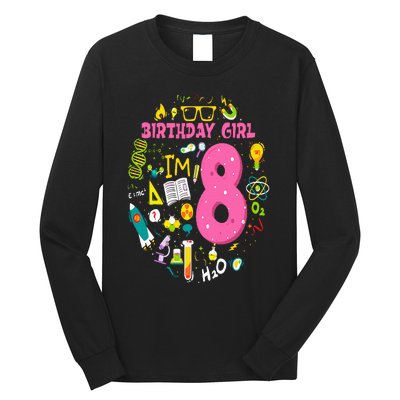 8 Year Old Girl Scientist 8th Birthday Science Long Sleeve Shirt