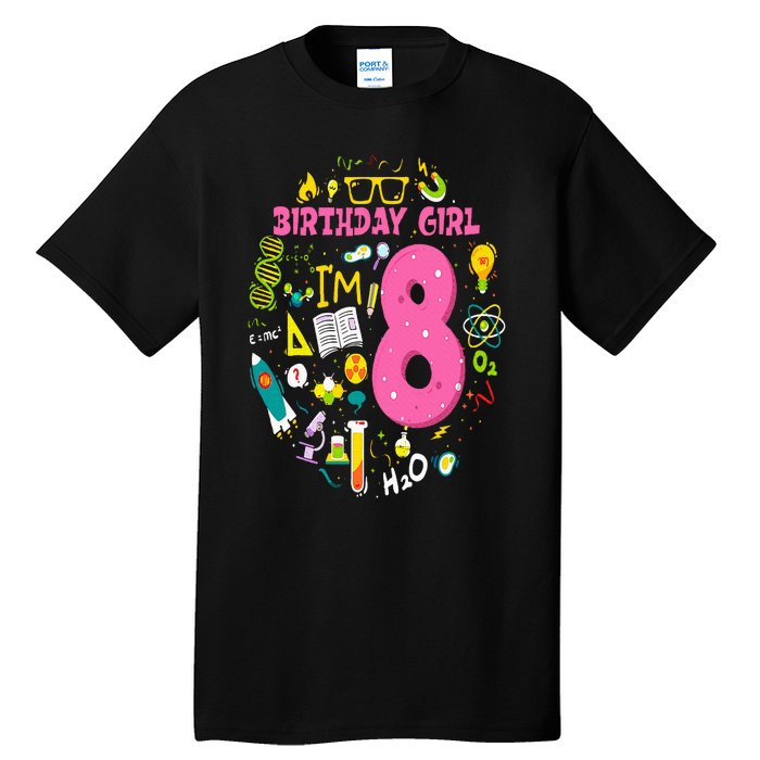 8 Year Old Girl Scientist 8th Birthday Science Tall T-Shirt