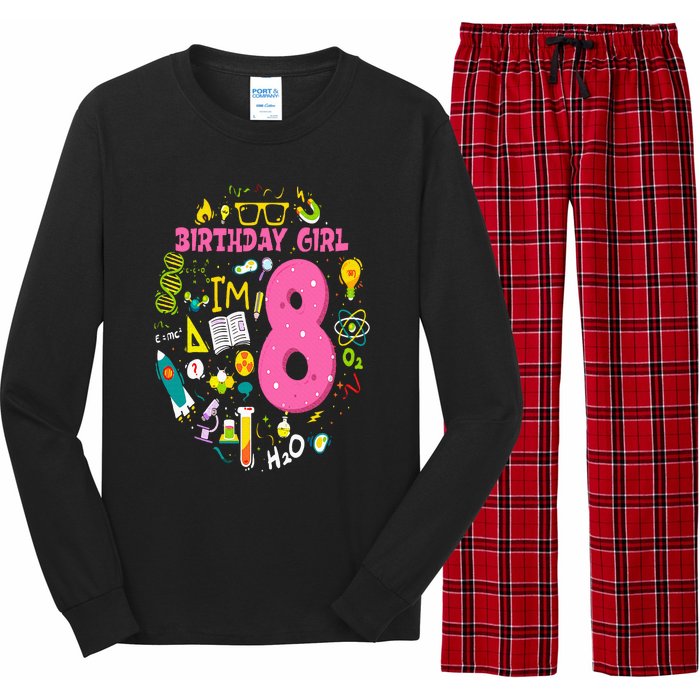 8 Year Old Girl Scientist 8th Birthday Science Long Sleeve Pajama Set