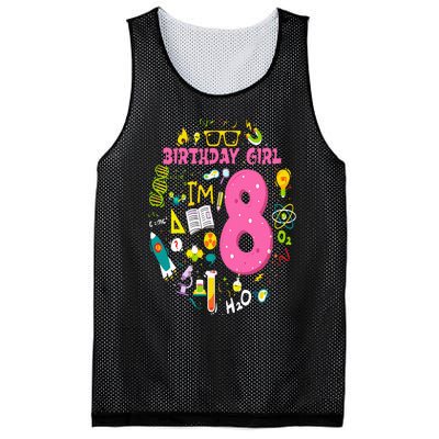 8 Year Old Girl Scientist 8th Birthday Science Mesh Reversible Basketball Jersey Tank