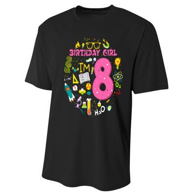 8 Year Old Girl Scientist 8th Birthday Science Performance Sprint T-Shirt