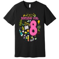 8 Year Old Girl Scientist 8th Birthday Science Premium T-Shirt