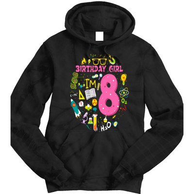 8 Year Old Girl Scientist 8th Birthday Science Tie Dye Hoodie