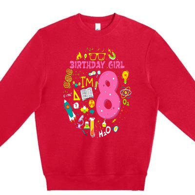 8 Year Old Girl Scientist 8th Birthday Science Premium Crewneck Sweatshirt