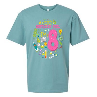 8 Year Old Girl Scientist 8th Birthday Science Sueded Cloud Jersey T-Shirt