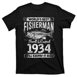 87 Years Old Fisherman Born In 1934 Fisherman 87th Birthday T-Shirt