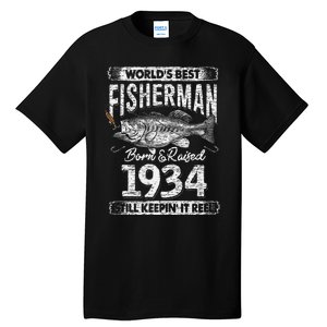 87 Years Old Fisherman Born In 1934 Fisherman 87th Birthday Tall T-Shirt