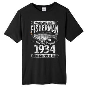 87 Years Old Fisherman Born In 1934 Fisherman 87th Birthday Tall Fusion ChromaSoft Performance T-Shirt