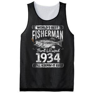 87 Years Old Fisherman Born In 1934 Fisherman 87th Birthday Mesh Reversible Basketball Jersey Tank