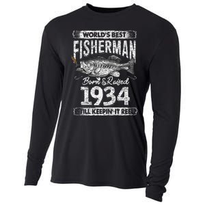 87 Years Old Fisherman Born In 1934 Fisherman 87th Birthday Cooling Performance Long Sleeve Crew