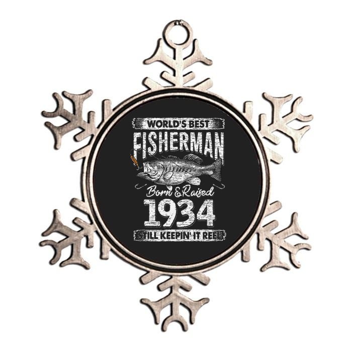 87 Years Old Fisherman Born In 1934 Fisherman 87th Birthday Metallic Star Ornament