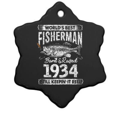 87 Years Old Fisherman Born In 1934 Fisherman 87th Birthday Ceramic Star Ornament