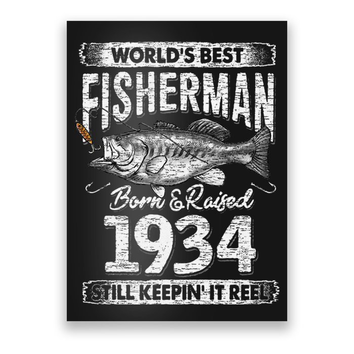 87 Years Old Fisherman Born In 1934 Fisherman 87th Birthday Poster