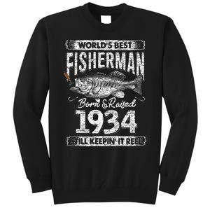 87 Years Old Fisherman Born In 1934 Fisherman 87th Birthday Tall Sweatshirt