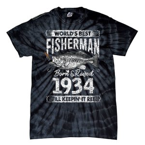 87 Years Old Fisherman Born In 1934 Fisherman 87th Birthday Tie-Dye T-Shirt