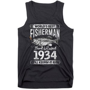 87 Years Old Fisherman Born In 1934 Fisherman 87th Birthday Tank Top