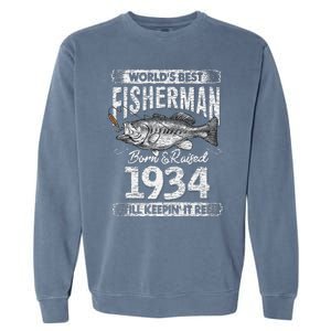 87 Years Old Fisherman Born In 1934 Fisherman 87th Birthday Garment-Dyed Sweatshirt