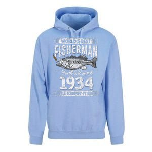 87 Years Old Fisherman Born In 1934 Fisherman 87th Birthday Unisex Surf Hoodie