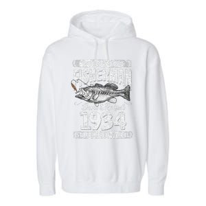 87 Years Old Fisherman Born In 1934 Fisherman 87th Birthday Garment-Dyed Fleece Hoodie