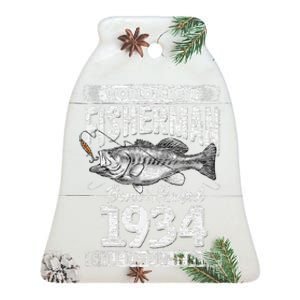 87 Years Old Fisherman Born In 1934 Fisherman 87th Birthday Ceramic Bell Ornament