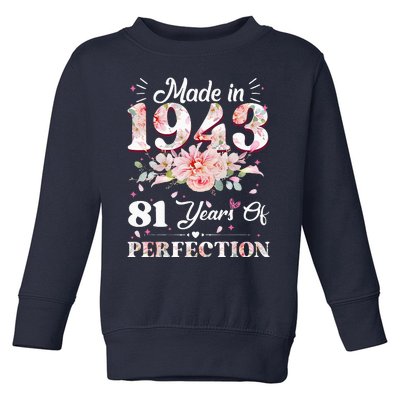 81 Year Old Made In 1943 Floral 81st Birthday Gifts Toddler Sweatshirt