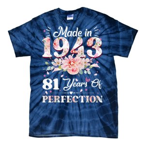 81 Year Old Made In 1943 Floral 81st Birthday Gifts Tie-Dye T-Shirt