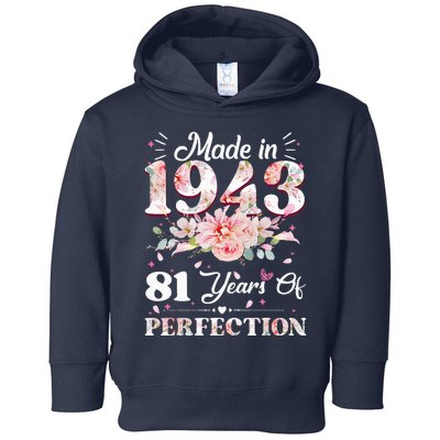 81 Year Old Made In 1943 Floral 81st Birthday Gifts Toddler Hoodie