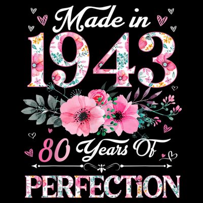 80 Year Old Made In 1943 Floral 80th Birthday Gifts Wom.e.n T-Shirt