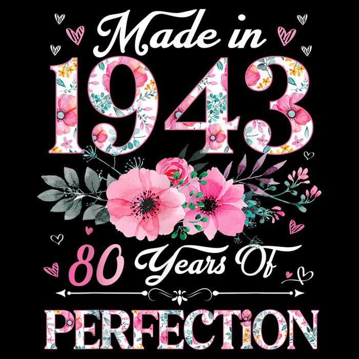 80 Year Old Made In 1943 Floral 80th Birthday Gifts Wom.e.n Sustainable Bucket Hat