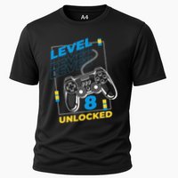8 Year Old Gamer Gaming 8th Birthday Level 8 Unlocked Cooling Performance Crew T-Shirt