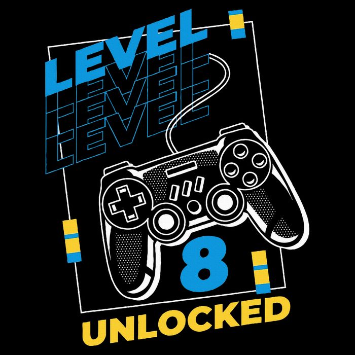8 Year Old Gamer Gaming 8th Birthday Level 8 Unlocked Cooling Performance Crew T-Shirt