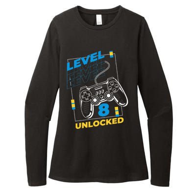 8 Year Old Gamer Gaming 8th Birthday Level 8 Unlocked Womens CVC Long Sleeve Shirt