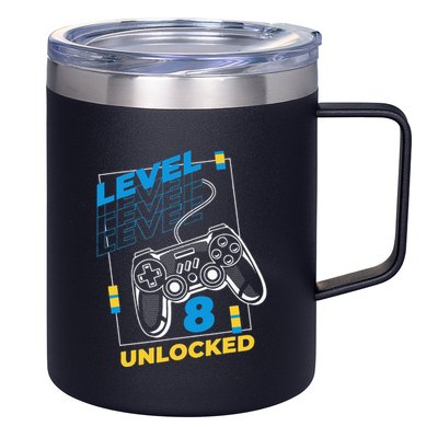 8 Year Old Gamer Gaming 8th Birthday Level 8 Unlocked 12oz Stainless Steel Coffee Mug