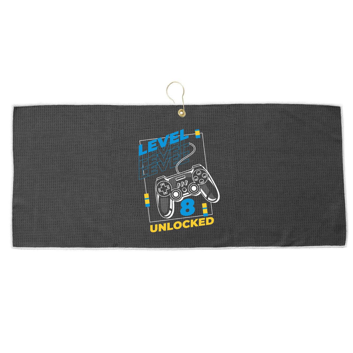8 Year Old Gamer Gaming 8th Birthday Level 8 Unlocked Large Microfiber Waffle Golf Towel