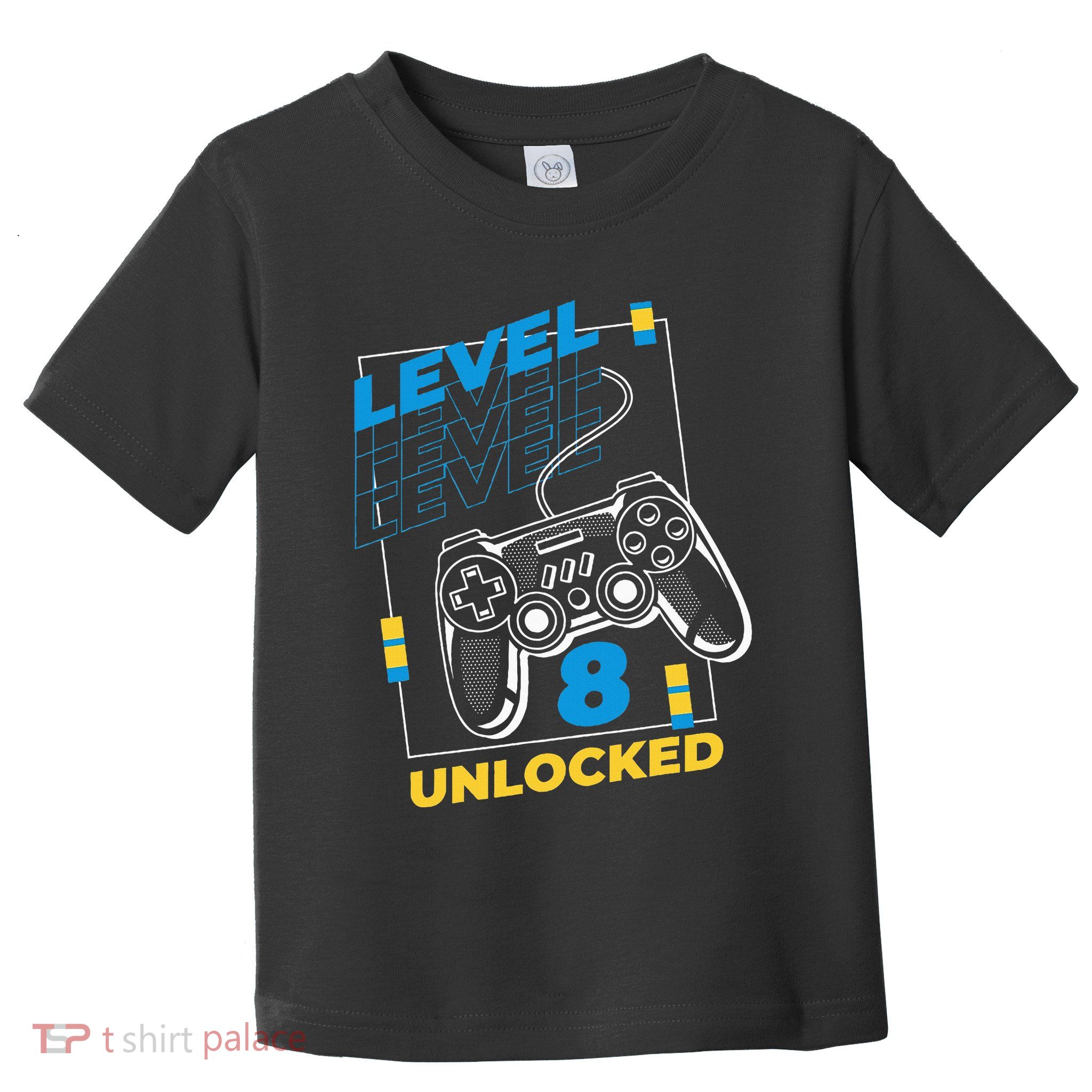 8 Year Old Gamer Gaming 8th Birthday Level 8 Unlocked Toddler T-Shirt