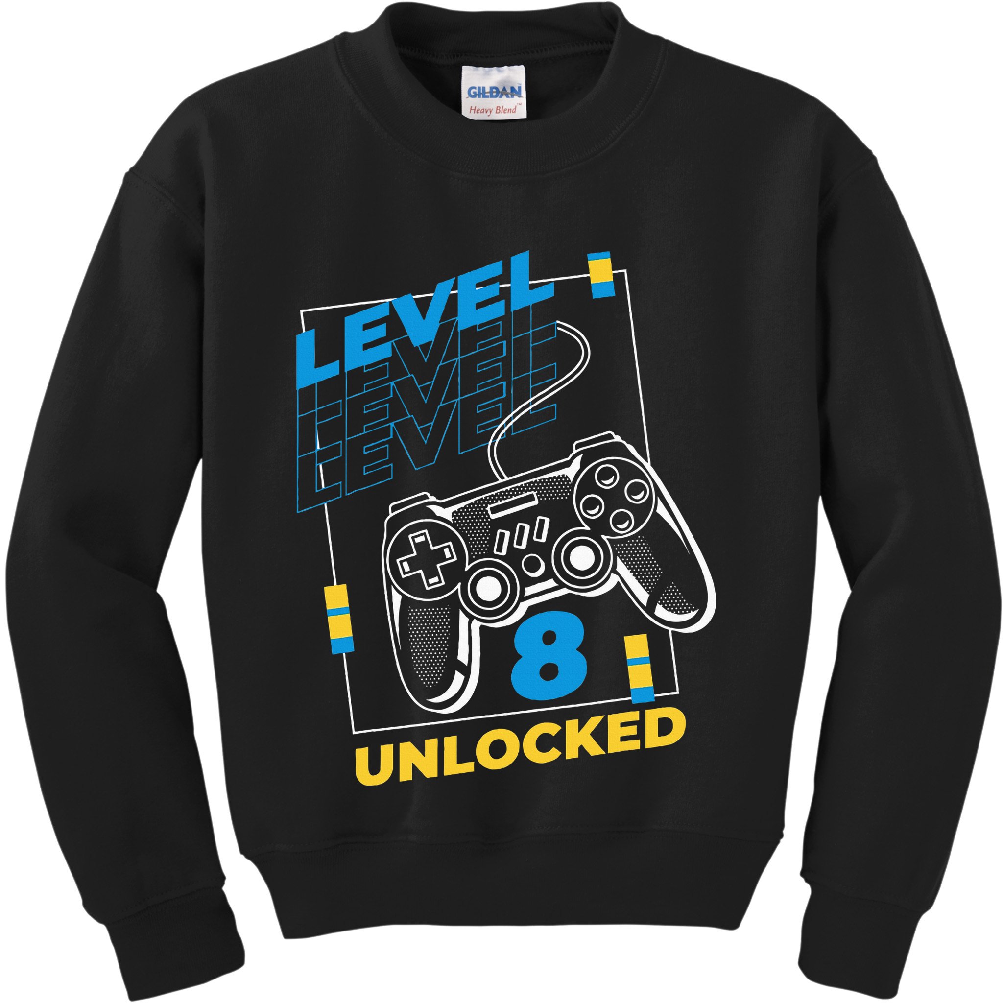8 Year Old Gamer Gaming 8th Birthday Level 8 Unlocked Kids Sweatshirt