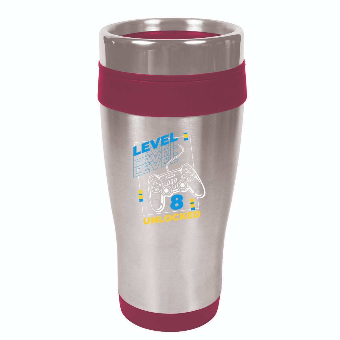 8 Year Old Gamer Gaming 8th Birthday Level 8 Unlocked 16oz Travel Tumbler