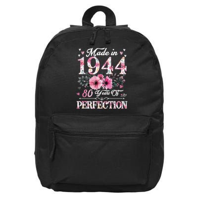 80 Year Old Made In 1944 Floral 80th Birthday 16 in Basic Backpack