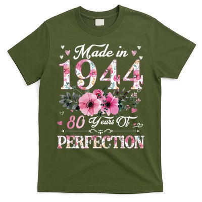 80 Year Old Made In 1944 Floral 80th Birthday T-Shirt