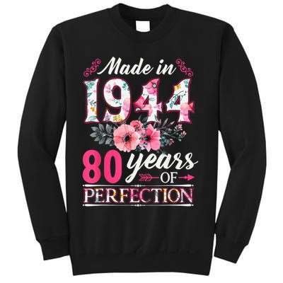 80 Year Old Made In 1944 Floral Flower 80th Birthday Sweatshirt