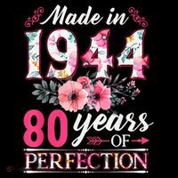 80 Year Old Made In 1944 Floral Flower 80th Birthday 16 in Basic Backpack
