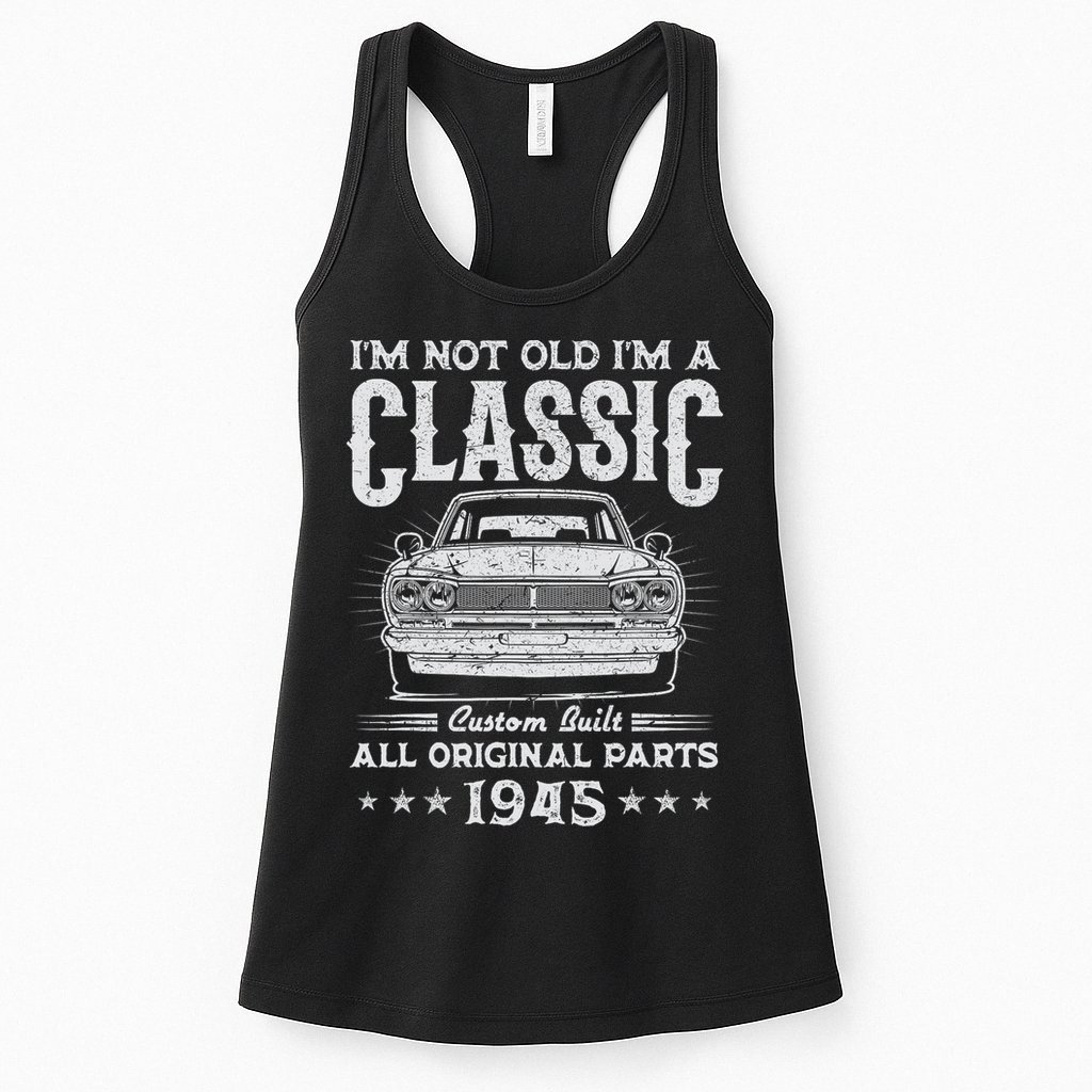 80 Year Old Gifts Vintage Classic Car 1945 80th Birthday Womens Tank Top
