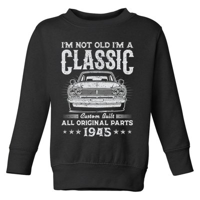 80 Year Old Gifts Vintage Classic Car 1945 80th Birthday Toddler Sweatshirt
