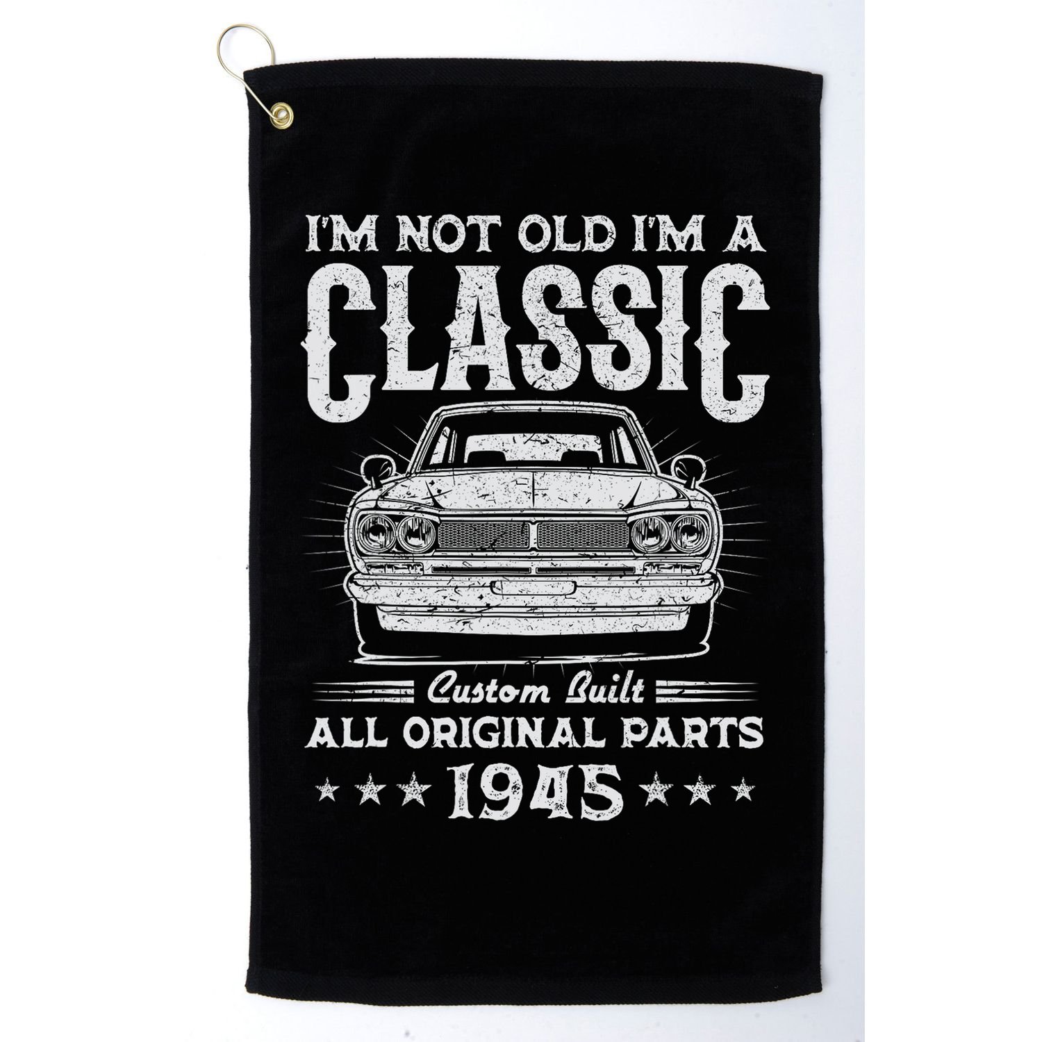 80 Year Old Gifts Vintage Classic Car 1945 80th Birthday Golf Towel
