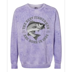 89 Year Old Fisherman Fishing 1934 89th Birthday Gift Colorblast Crewneck Sweatshirt