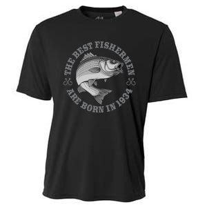 89 Year Old Fisherman Fishing 1934 89th Birthday Gift Cooling Performance Crew T-Shirt