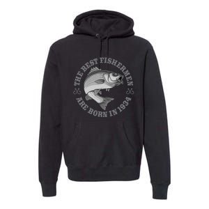 89 Year Old Fisherman Fishing 1934 89th Birthday Gift Premium Hoodie