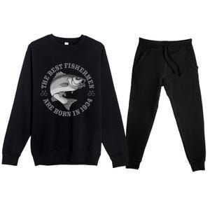 89 Year Old Fisherman Fishing 1934 89th Birthday Gift Premium Crewneck Sweatsuit Set