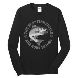 89 Year Old Fisherman Fishing 1934 89th Birthday Gift Tall Long Sleeve T-Shirt