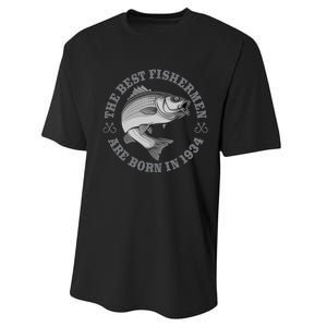 89 Year Old Fisherman Fishing 1934 89th Birthday Gift Performance Sprint T-Shirt